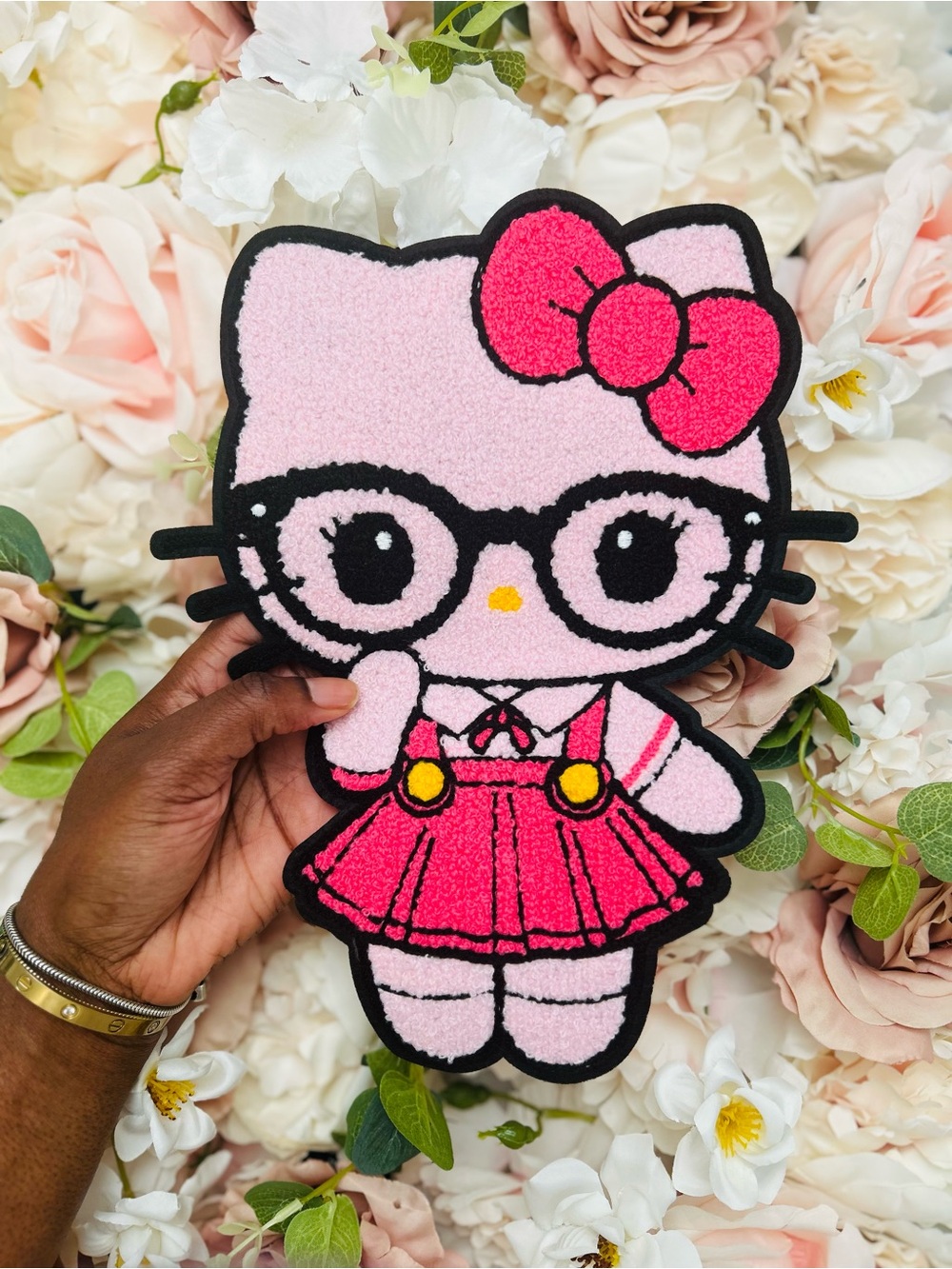 Hello Kitty Chenille Patch | Large Cute DIY Crewneck Jacket Patch